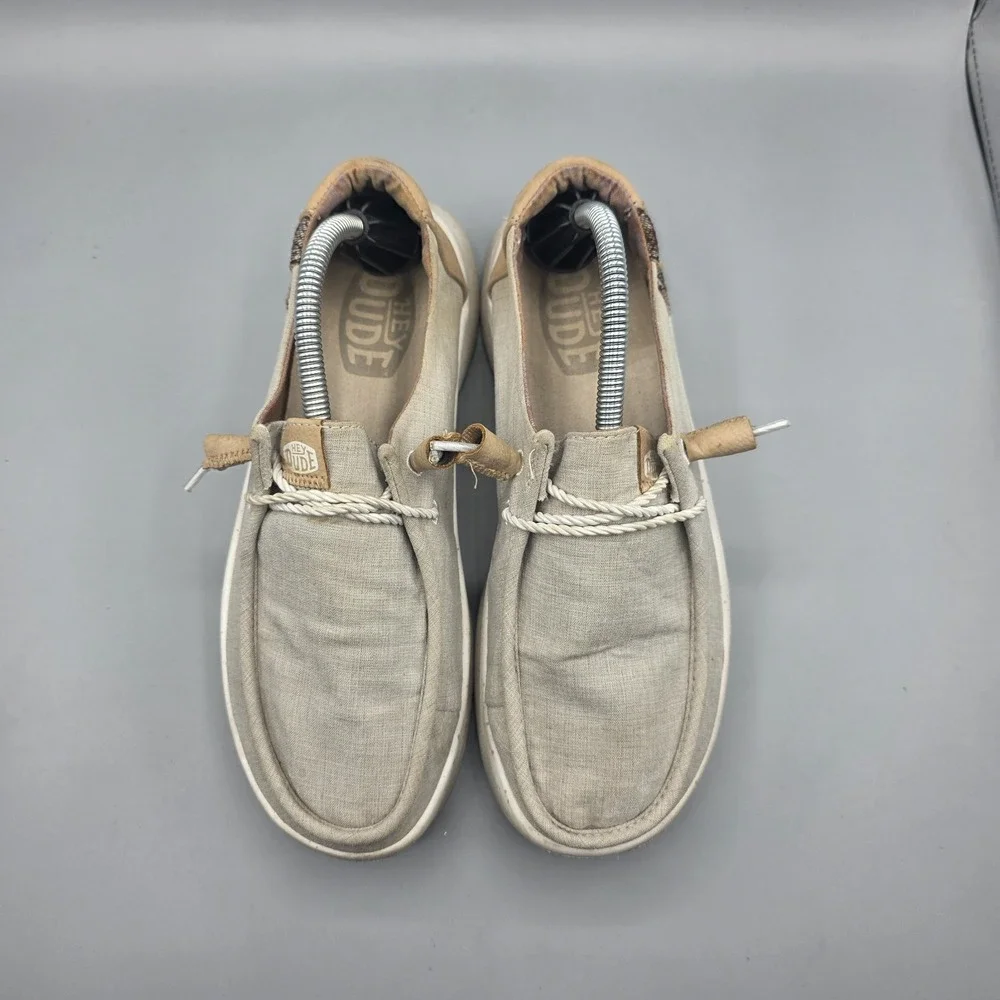 Hey Dude Wendy Peak Shoes Womens 7 Beige Platform‎ Woven Loafer Slip On